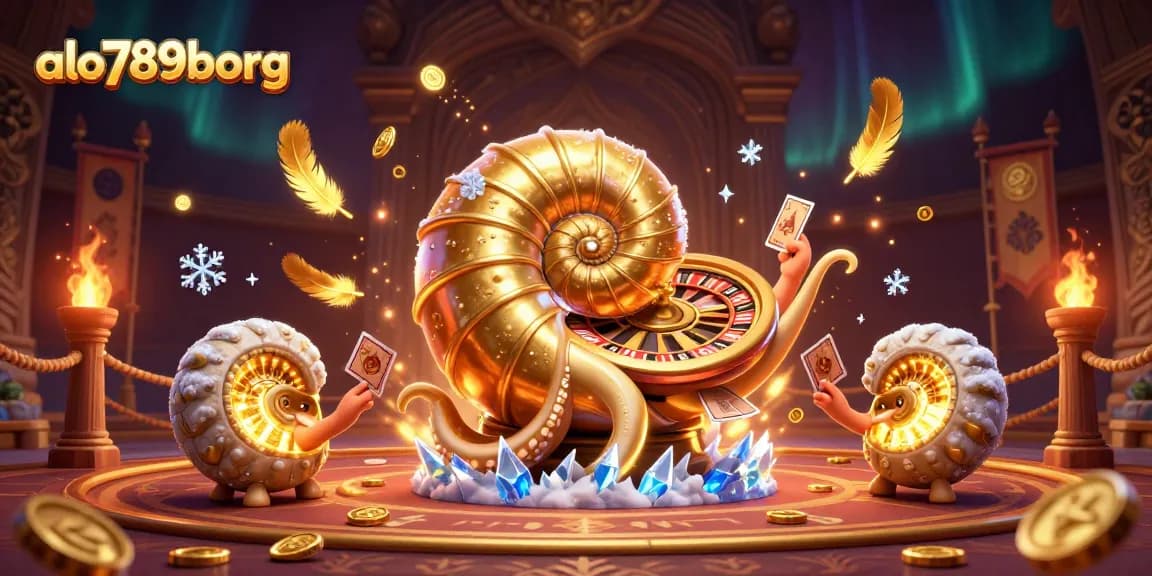 Experience the thrill of alo789borg with a giant nautilus roulette wheel and glowing companions in a vibrant scene.