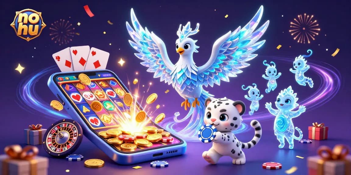 Winning with no hu slots and jackpot in a vibrant 3D casino scene.