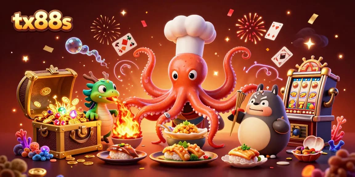 Engage in dynamic gaming with tx88s as the octopus chef serves up golden dishes while the dragon breathes fire.