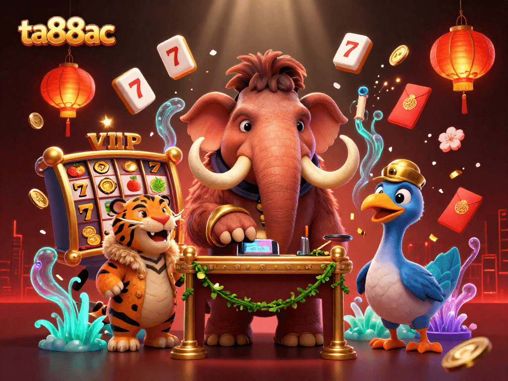 Experience the excitement of ta88ac with a vibrant 3D casino scene featuring iconic characters and dynamic game elements.