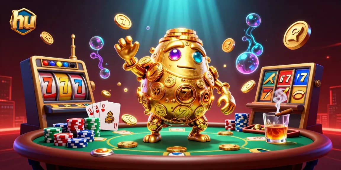 Khám phá thế giới slot games trên hu với golem vàng và hàng trăm chip poker chất lượng.
