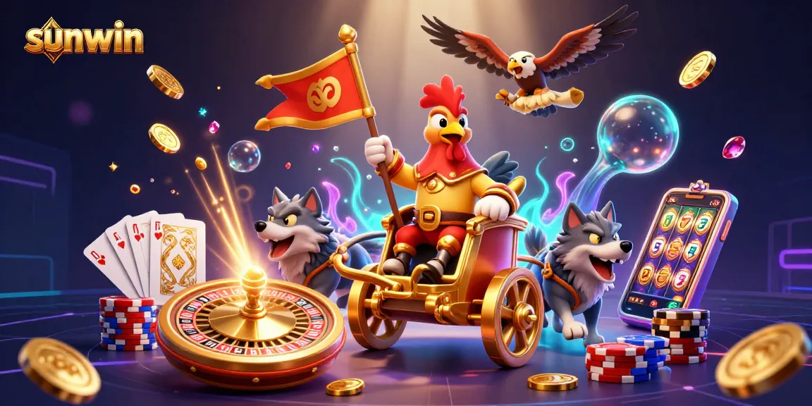 Experience thrilling wins at sunwin with animated characters and vibrant casino elements.
