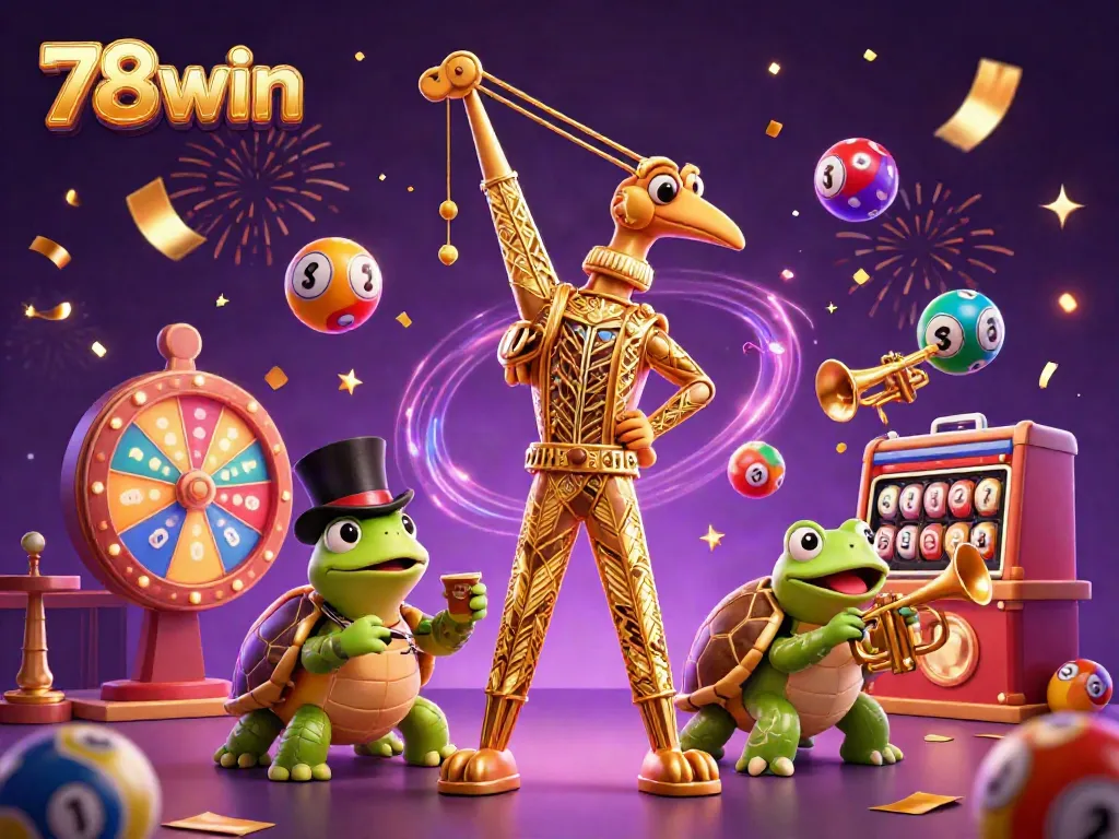 Engage with thrilling casino excitement at 78win, featuring vibrant lottery balls and colorful scenes.