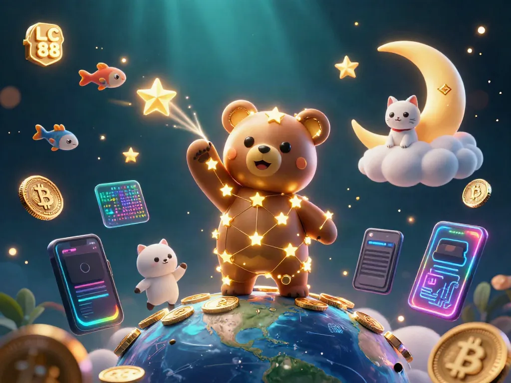 Experience the thrills of LC 88 with a vibrant 3D casino-themed scene showcasing golden stars, coins, and digital elements.