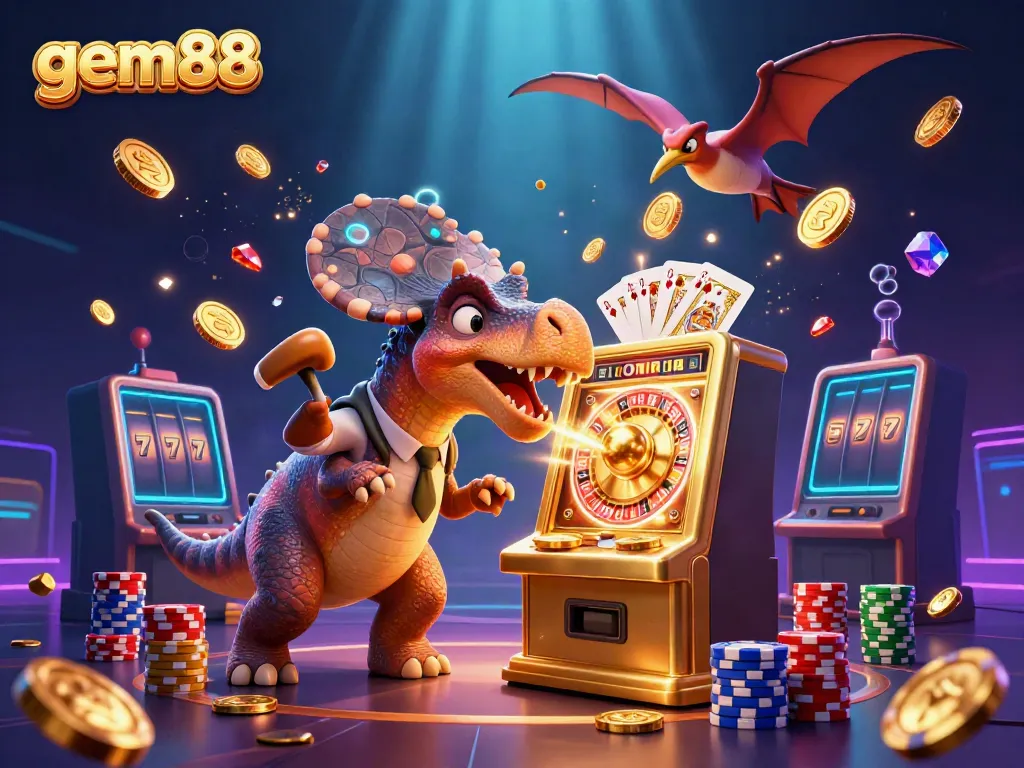 Catch the excitement with gem88 as characters celebrate jackpot wins in this vibrant casino scene.
