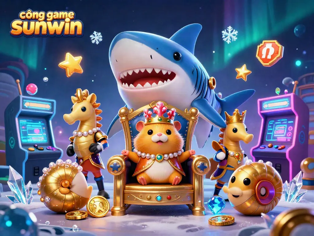 Engage with cổng game sunwin featuring a vibrant 3D casino scene with unique gaming characters.