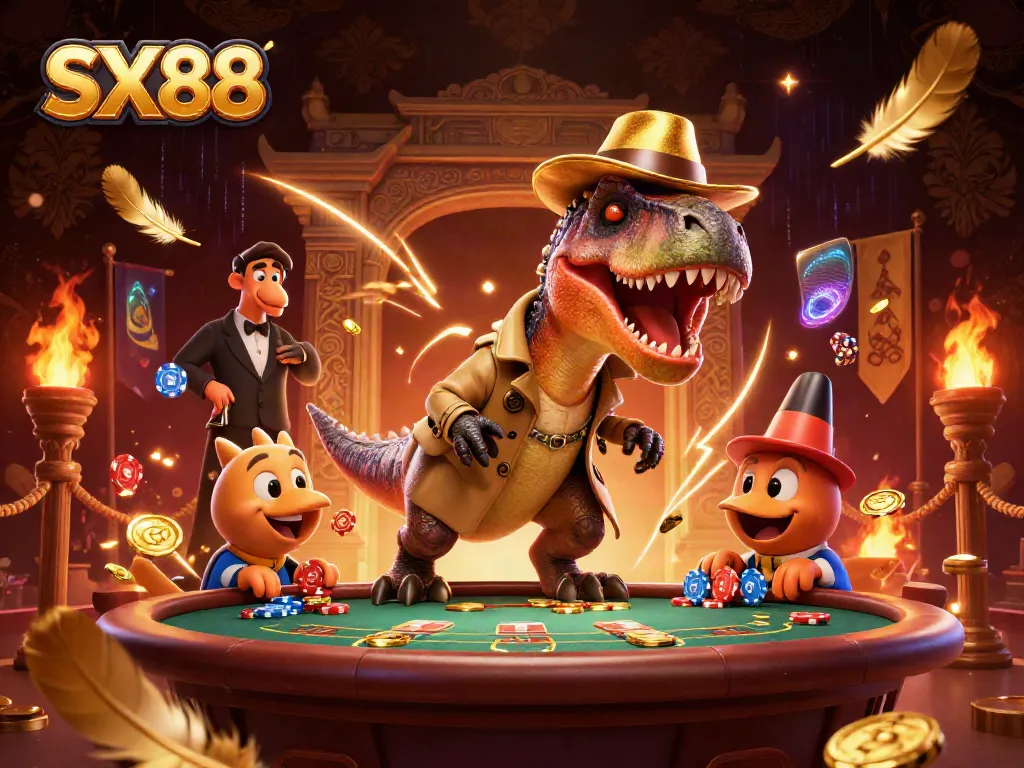 SX88 velociraptor card counter at a vibrant blackjack scene, expertly navigating the casino