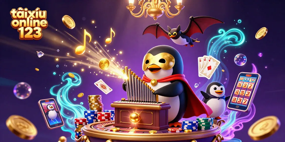 Experience the excitement of tài xỉu online 123 with a vibrant 3D casino scene.