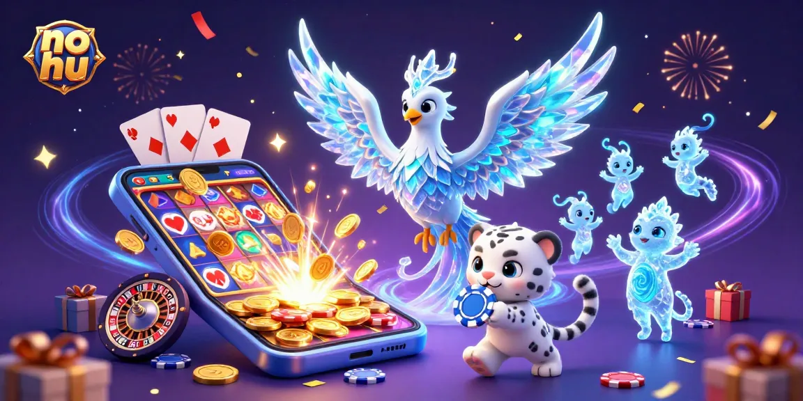 Winning with no hu slots and jackpot in a vibrant 3D casino scene.