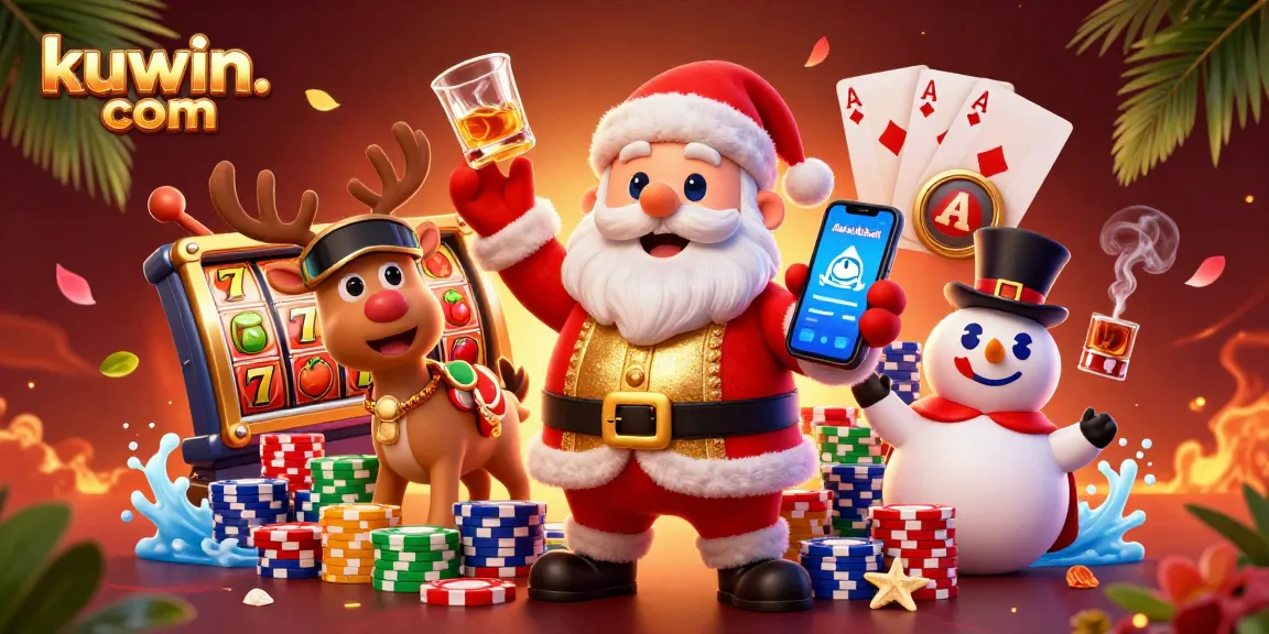 Bet big at kuwin. com with colorful slots and poker chips in a festive casino scene.
