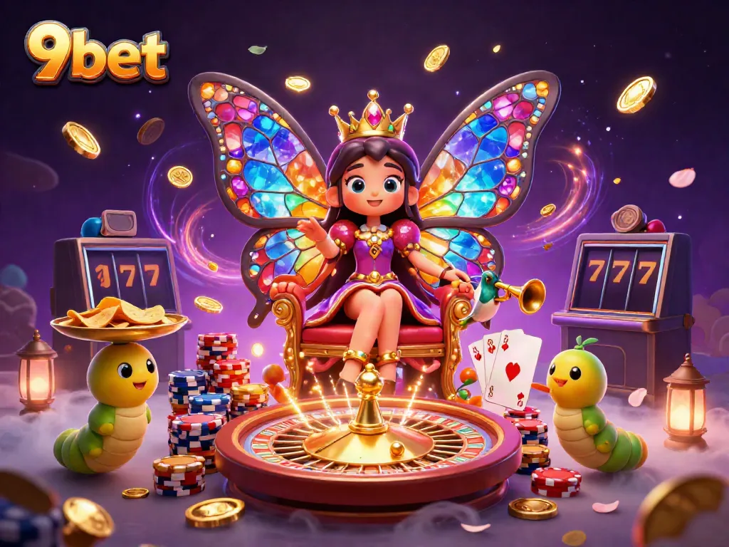 Experience the excitement of 9bet with animated casino elements and a captivating scene.