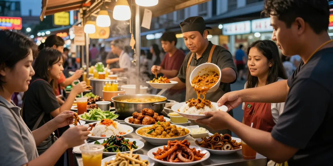 Nasi Kandar from rokok88 served with rich curries and fresh ingredients, showcasing authentic Malaysian street food.