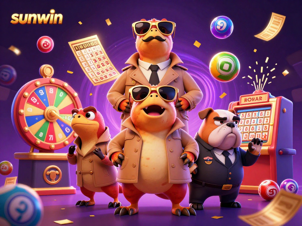 Celebrate wins at sunwin with raptors navigating a VIP casino, amidst lottery excitement and vibrant prizes.