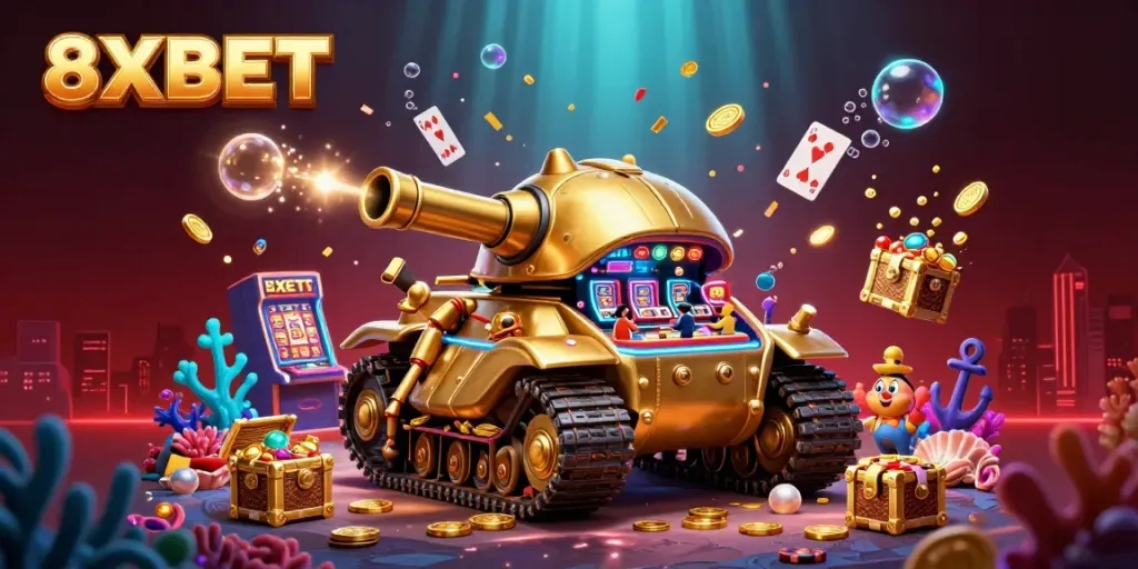 Experience the excitement of 8XBET with a vibrant casino adventure featuring gold and gems.