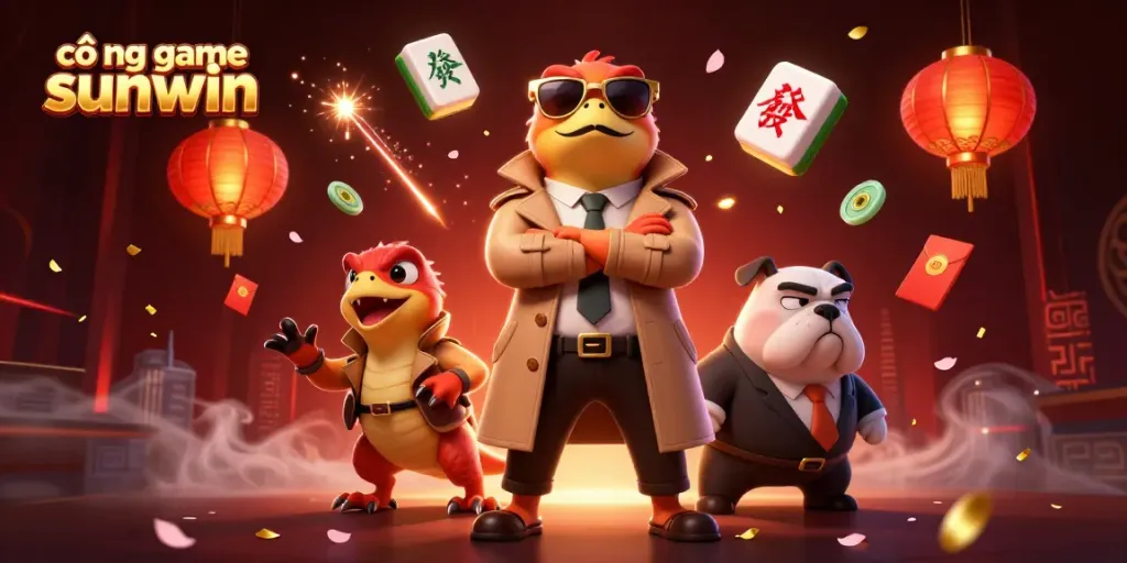 Immerse in cổng game sunwin at a vibrant casino scene with raptors in disguise and a watchdog.