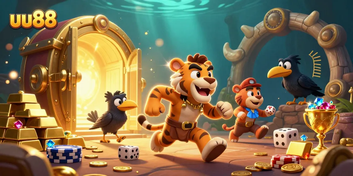 Experience the thrill of gambling at uu88 with vibrant 3D characters and dazzling treasures.