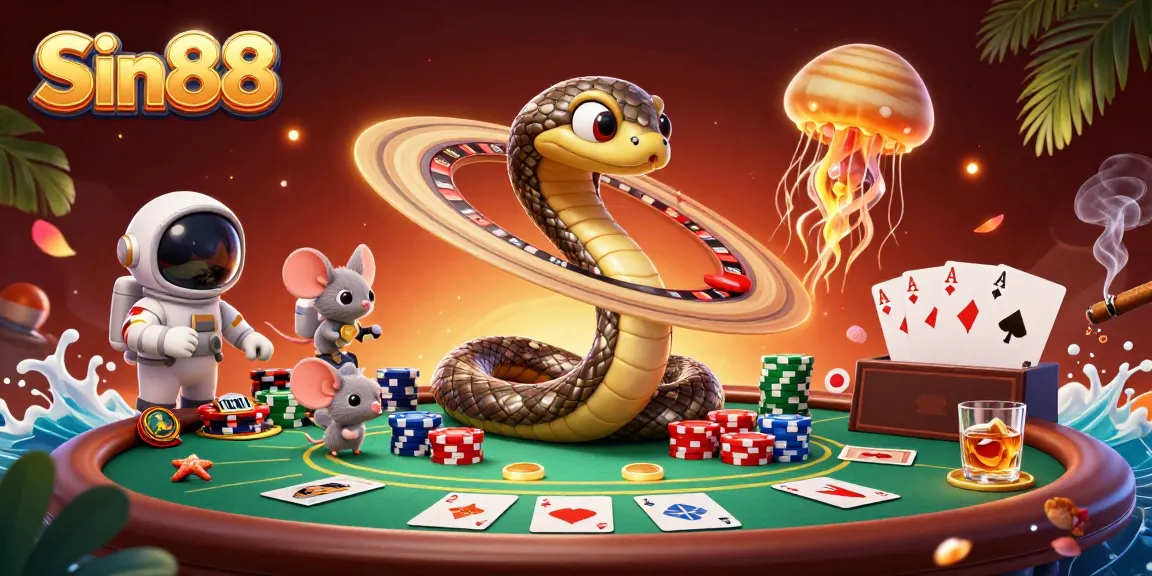 Join the cosmic betting adventure at Sin88 with dynamic poker action and vibrant casino elements.