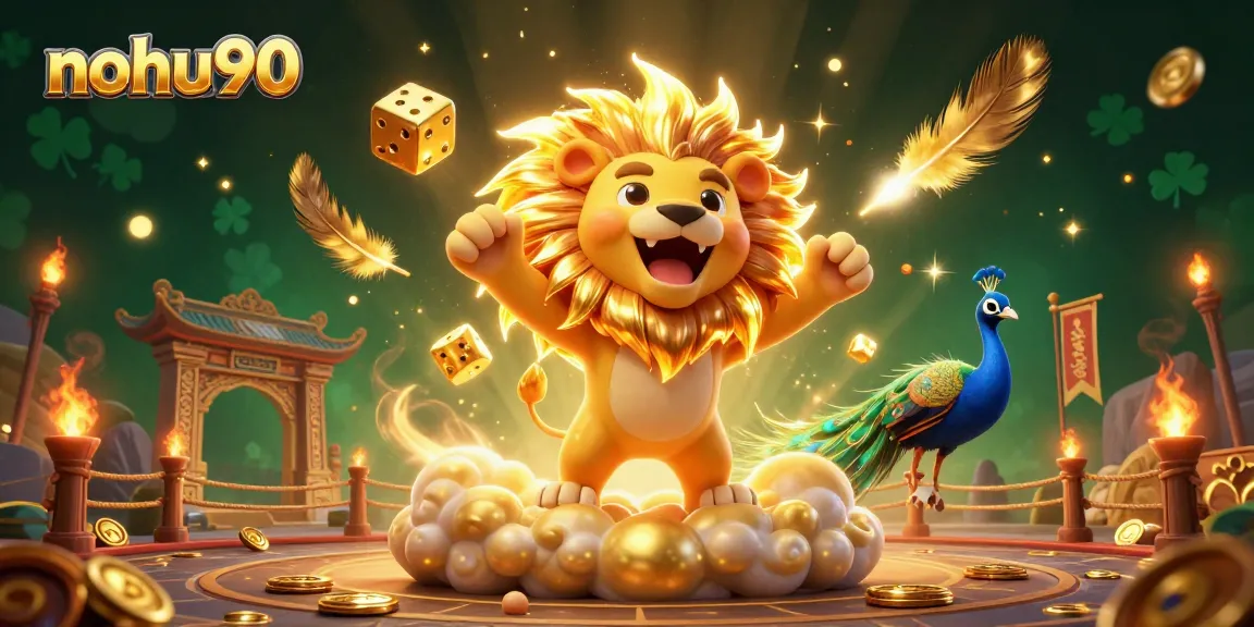 Celebrate winning moments on nohu90 with a roaring lion and dynamic casino elements.