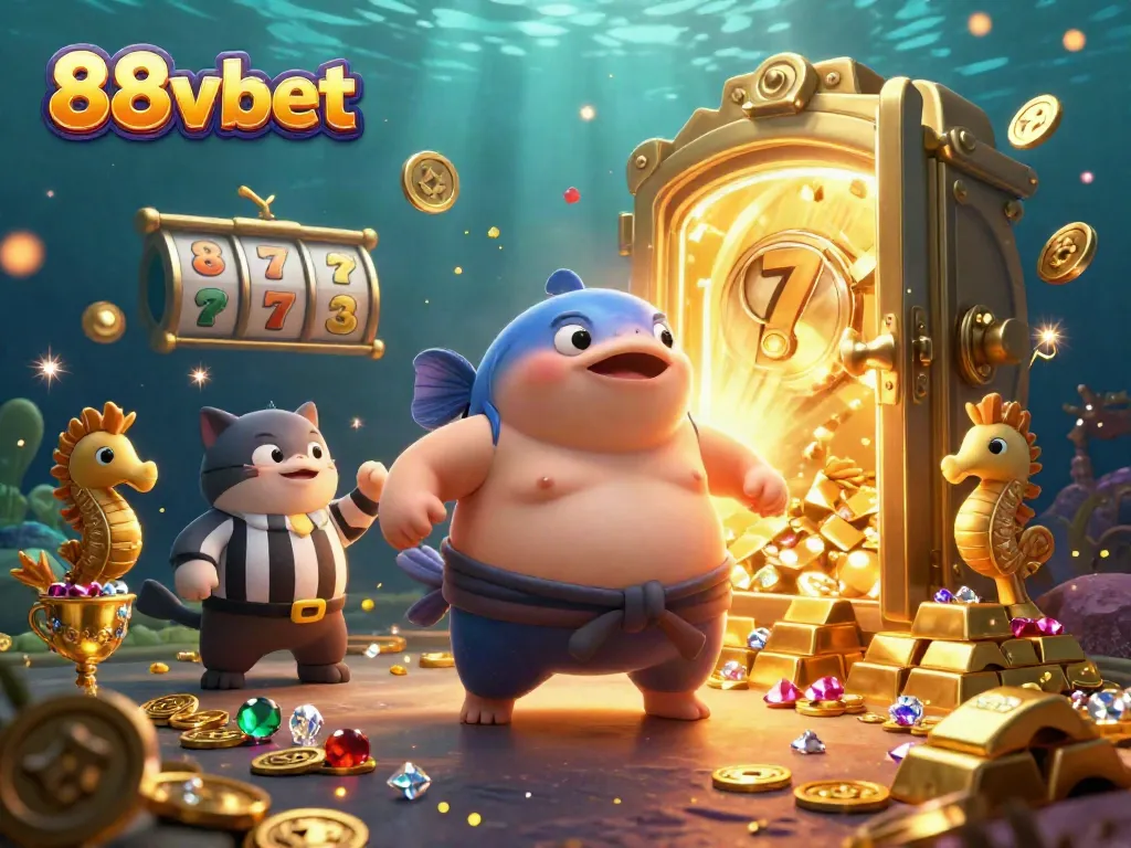 Experience thrilling gameplay with 88vbet as the lively fugu celebrates amid riches in this vibrant casino scene.