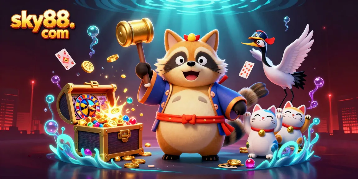 Elevate your betting strategies with sky88. com's vibrant casino illustration showcasing thrilling games and rewards.