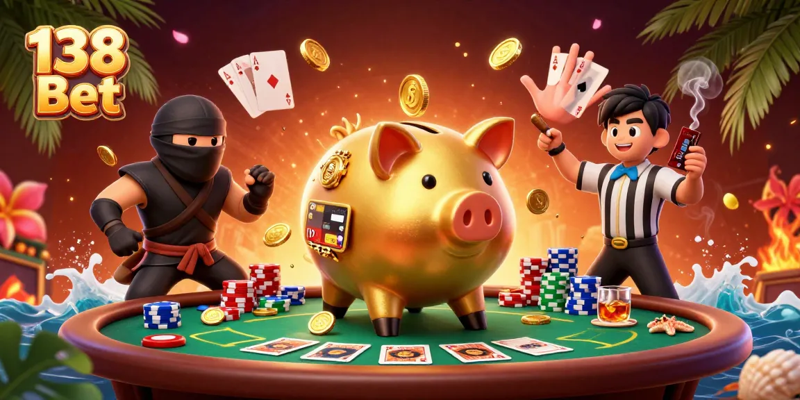 Experience exciting games with 138 Bet at this vibrant casino illustration featuring engaging characters and action.