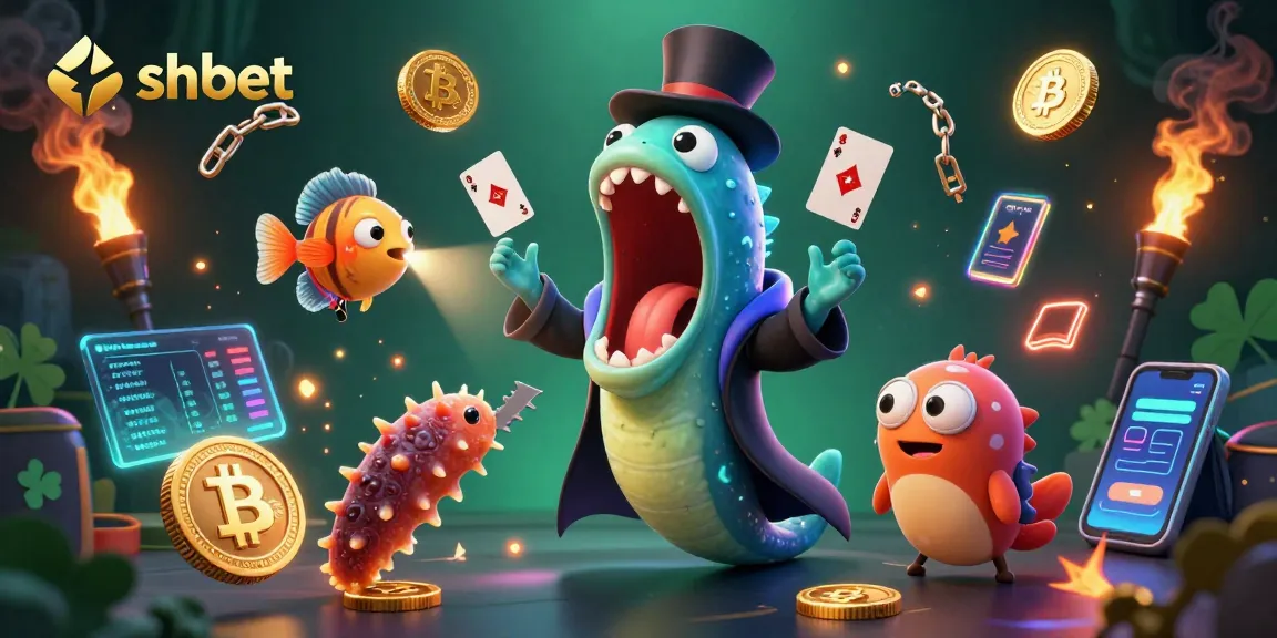 Engage in magical card tricks with shbet's animated characters in an exciting casino illustration.