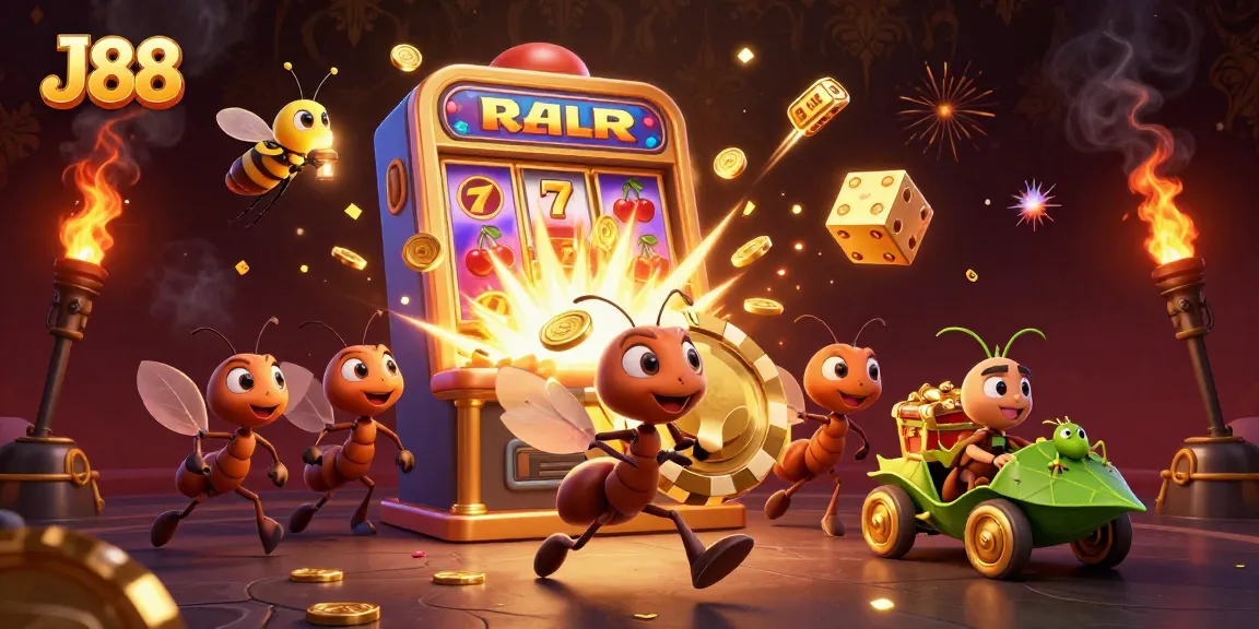 J88 offers thrilling gameplay with massive slot machines and a playful heist scene.